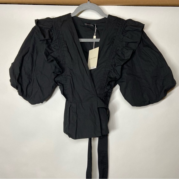 NEW Anthropologie Magali Pascal XS Extra Small Anna Puff Sleeve Belted Blouse - Picture 2 of 10